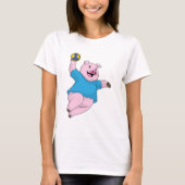 T-shirt Pig en tant que joueur de handball avec Handball (Devant)