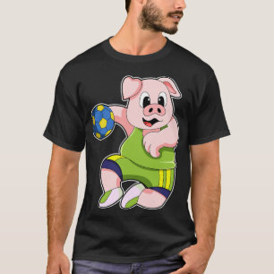 T-shirt Pig en tant que joueur de handball avec Handball 1