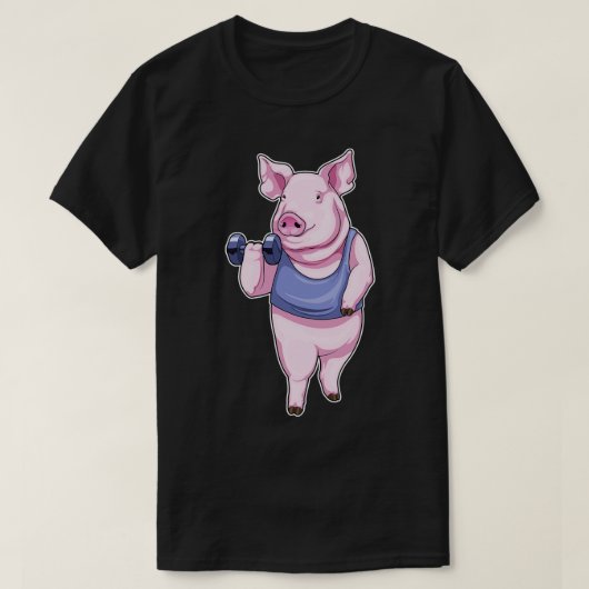 T-shirt Pig Fitness Dumbbell (Design devant)