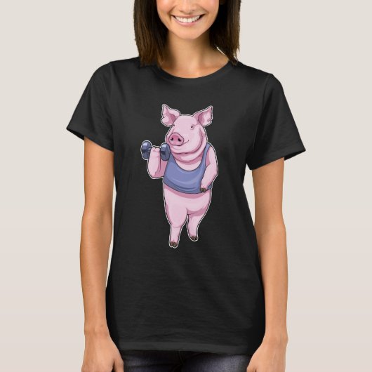 T-shirt Pig Fitness Dumbbell (Devant)