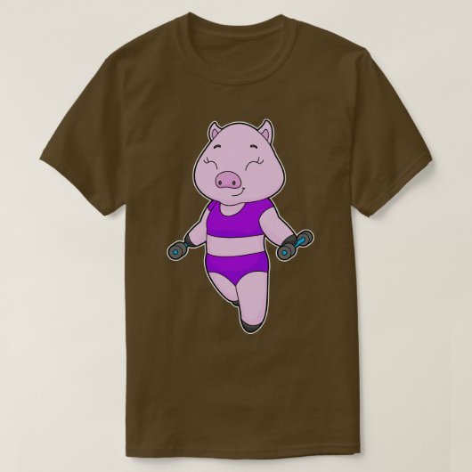 T-shirt Pig Fitness Dumbbell 1 (Design devant)