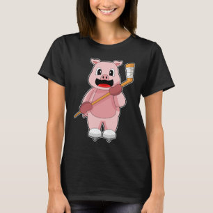 T-shirt Pig Hockey sur glace bâton de hockey sur glace