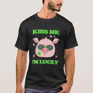 T-shirt Pig Kiss Me Je suis Lucky Irish Jour de la Saint P