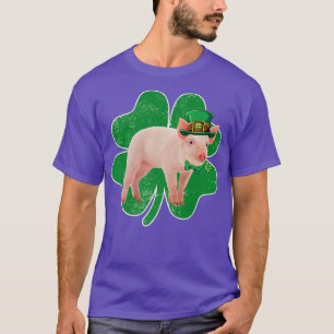 T-shirt Pig Lover Leprechaun Hat & Shamrock Irish St Patri