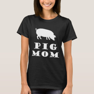 T-shirt Pig Maman aime les cochons Silhouette blanche