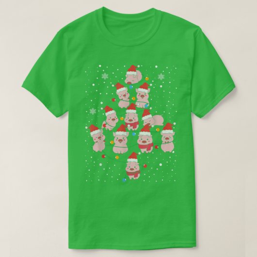 T-shirt Pig Noël Arbre Lumières Fantaisie Cochons Xmas Men (Design devant)