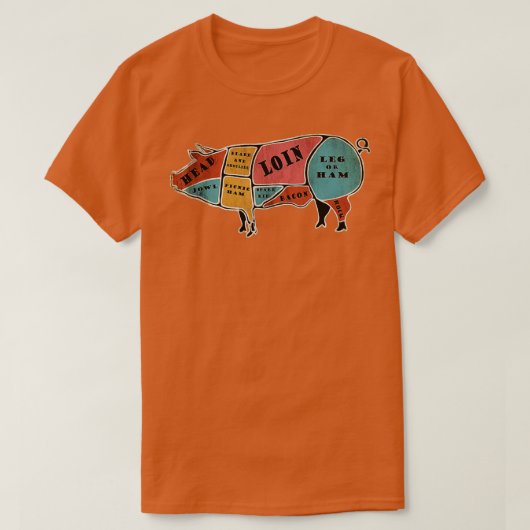 T-shirt Pig Parts Pig Coupes Pig Parties de Pork Drôle Vin (Design devant)