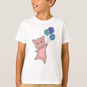 T-shirt Pig Piglet Ballons mouches mignons animaux