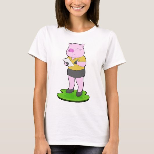 T-shirt Pig Secretary Note (Devant)