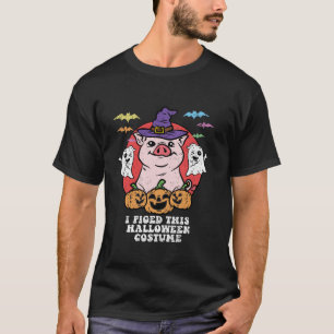 T-shirt Pig Sorcière Casquette Halloween Costume drôle Ani