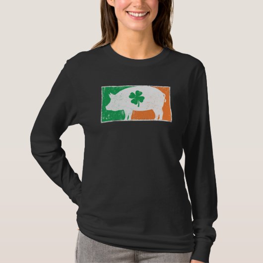 T-shirt Pig St Patrick's Day Irish Flag C Distressed (Devant)