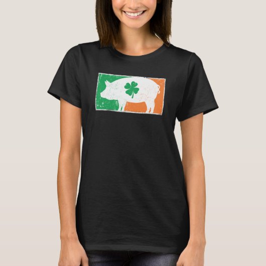 T-shirt Pig St Patrick's Day Irish Flag C Distressed (Devant)