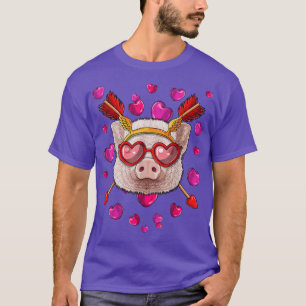 T-shirt Pig Valentines Day Animal Face Heart Glass Love Ar