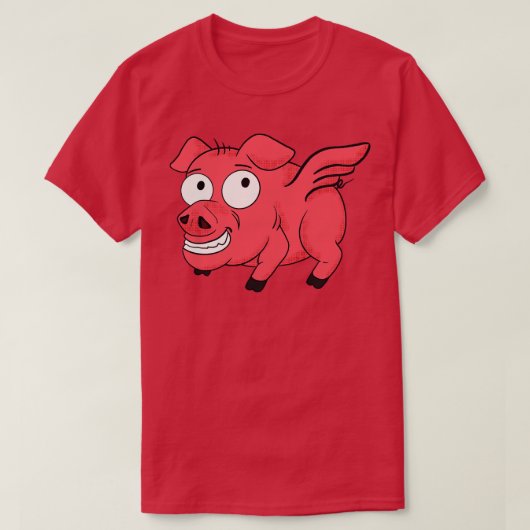 T-shirt Pig Wings Retro toon Funny Flying Piglet BBQ (Design devant)