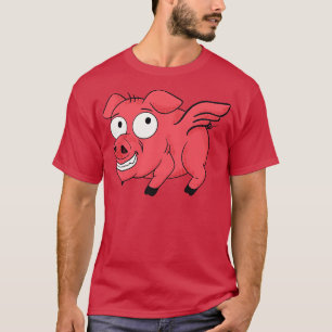 T-shirt Pig Wings Retro toon Funny Flying Piglet BBQ