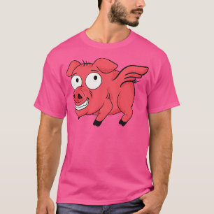 T-shirt Pig Wings Retro toon Funny Flying Piglet BBQ