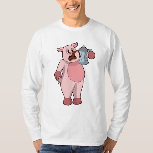 T-shirt Pig with coffee pot (Devant)