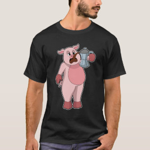 T-shirt Pig with coffee pot