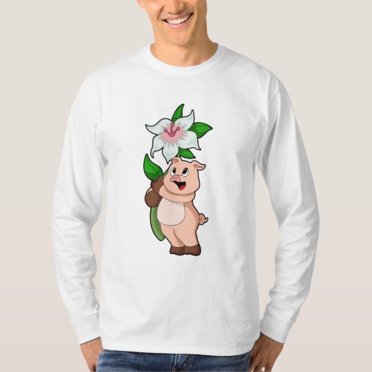 T-shirt Pig with Flower Lily (Devant)
