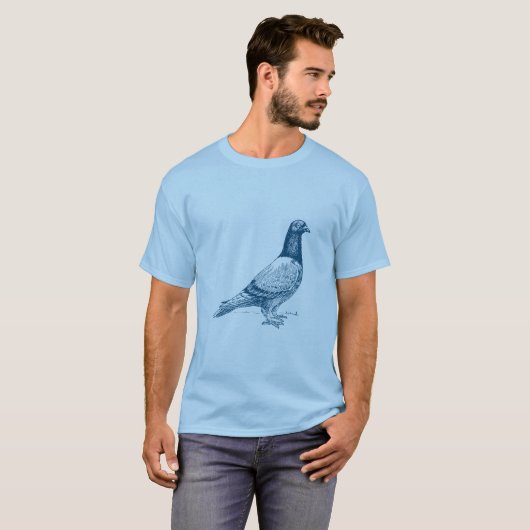 T-shirt Pigeon - Bleu Océan (Devant entier)