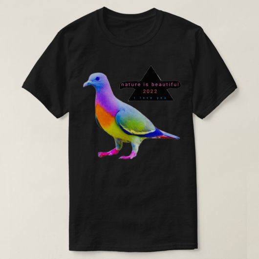 T-shirt Pigeon étrange couleur bleu vert couleur 1 (Design devant)
