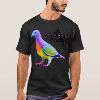 T-shirt Pigeon étrange couleur bleu vert couleur 1