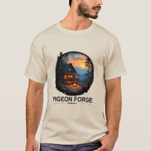 T-shirt Pigeon Forge, Cabine du Tennessee dans les montagn