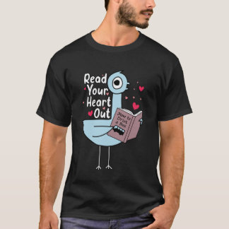 T-shirt Pigeon Lisant Dans Ton Cœur Prof Joli Livre Amoure