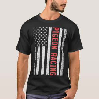 T-shirt Pigeon Racing American Flag July Breeder