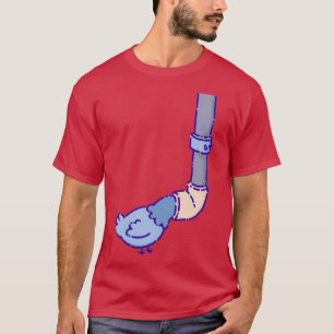 T-shirt Pigeon Regardant Dans Le Tuyau D'Eau