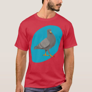 T-shirt Pigeon sur bleu