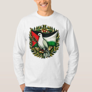 T-shirt Pigeon Tenez la feuille d'olivier Palestine Drapea