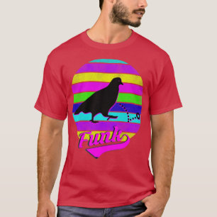 T-shirt Pigeons Jouer Ping Pong Neon Coucher de soleil Vin