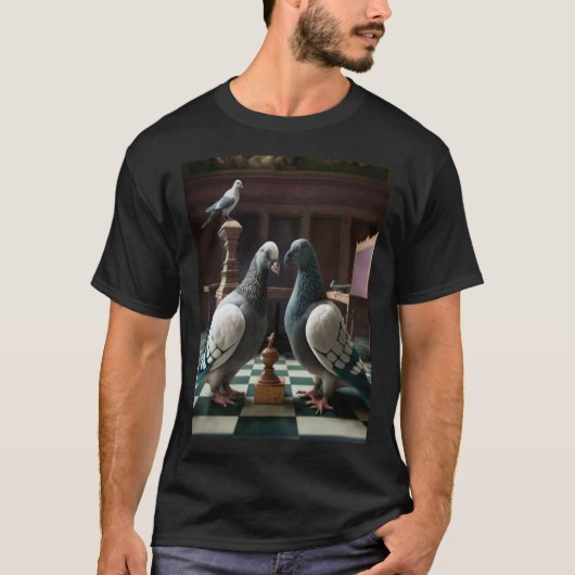 T-shirt Pigeons playing chess (Devant)