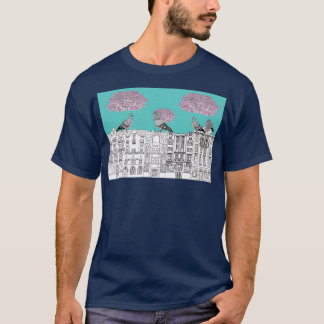 T-shirt Pigeons sur les pigeons sur les bâtisses tchèques