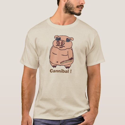 T-shirt Piggy avec Bacon Cannibal Dessin (Devant)