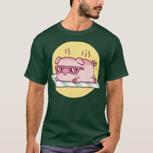 T-shirt Piggy Cute Avec Lunettes De Soleil Se Fait Brûler 