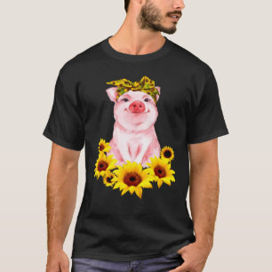 T-shirt Piggy Mignonne Avec Petit Cochon De Tournesol Avec