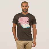 T-shirt Piglet de lecture de caricatures mignonnes (Devant entier)