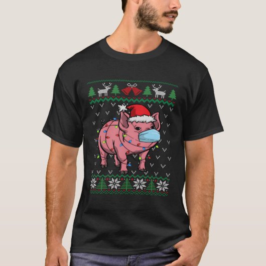 T-shirt Piglet Masque Visage De Cochon Père Noël Vilain No (Devant)