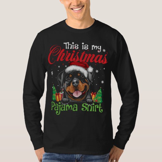 T-shirt Pijama de Noël Rottweiler Drôle Amusant Amant Chie (Devant)
