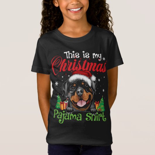 T-Shirt Pijama de Noël Rottweiler Drôle Amusant Amant Chie (Devant)