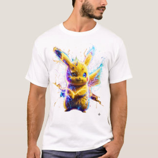 T-shirt Pikachu Décharge Électrique - Néon Hyper-Réaliste