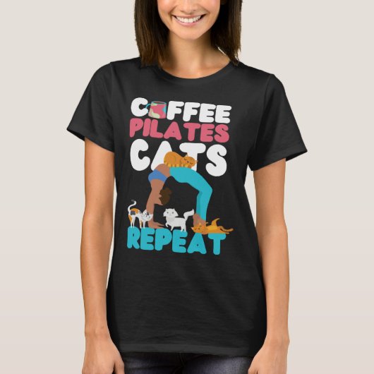 T-shirt Pilates Instructor Teacher Coffee Dog Coffee Pilat (Devant)