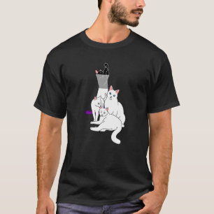 T-shirt Pile de chat Asexuel Lgbt Q mignon Ace Pride Coule