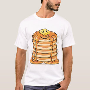 T-shirt Pile de crêpes de dessin animé mignon avec visage