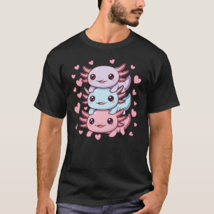T-shirt Pile de Cute Kawaii Axolotl avec des cœurs