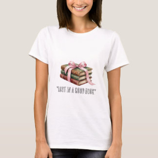 T-shirt Pile de livres anciens avec nœud ruban rose - Somb