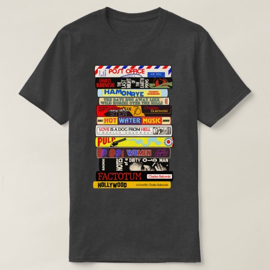 T-shirt Pile de livres Charles Bukowski (Design devant)