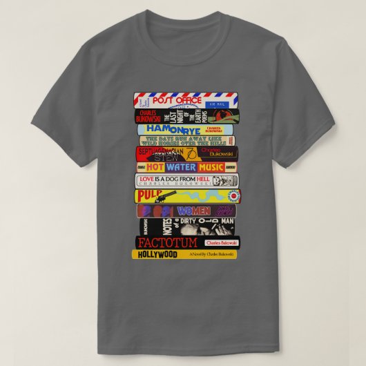 T-shirt Pile de livres Charles Bukowski (Design devant)